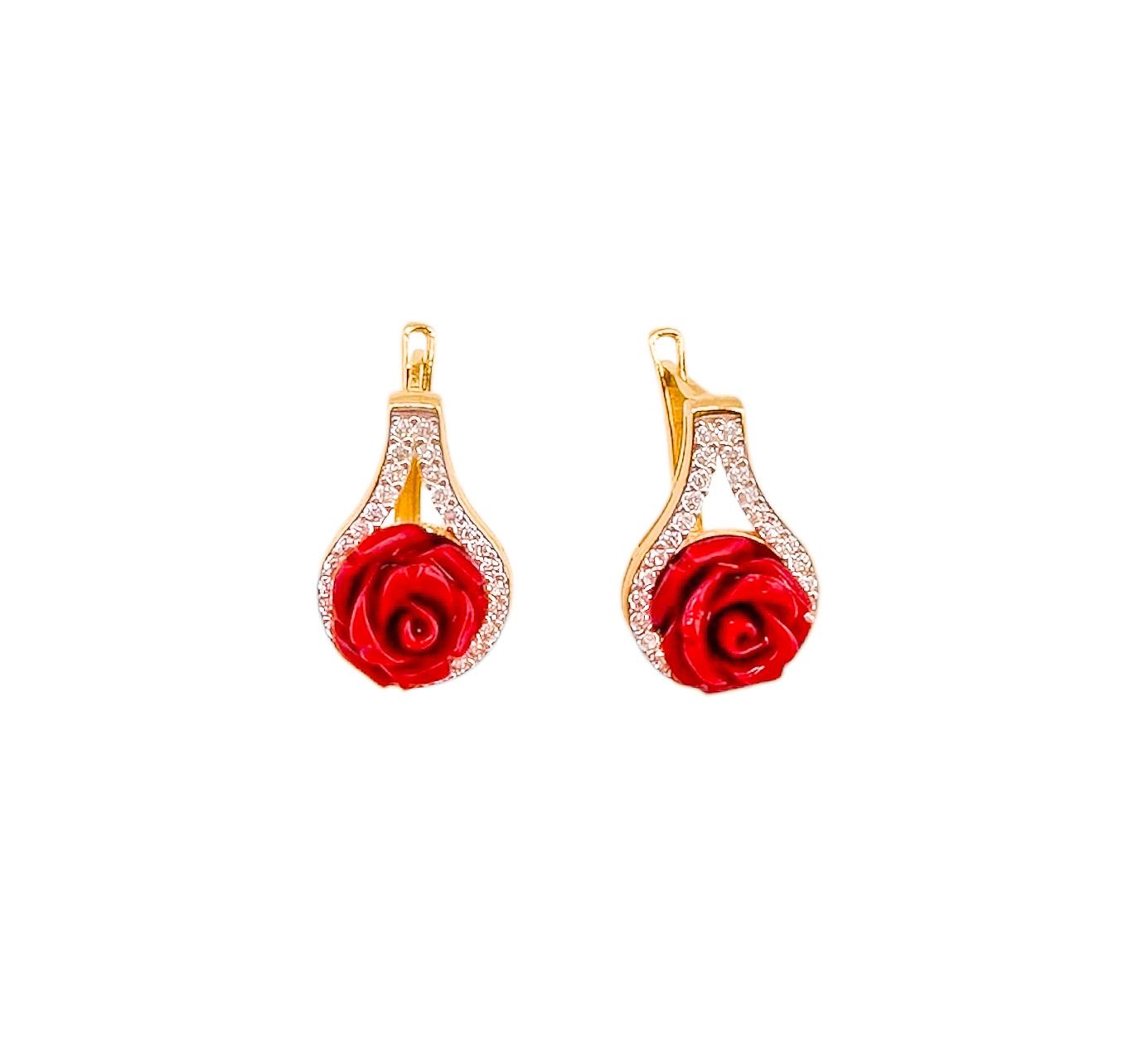 14k Gold Roses Earring