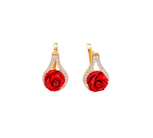 14k Gold Roses Earring