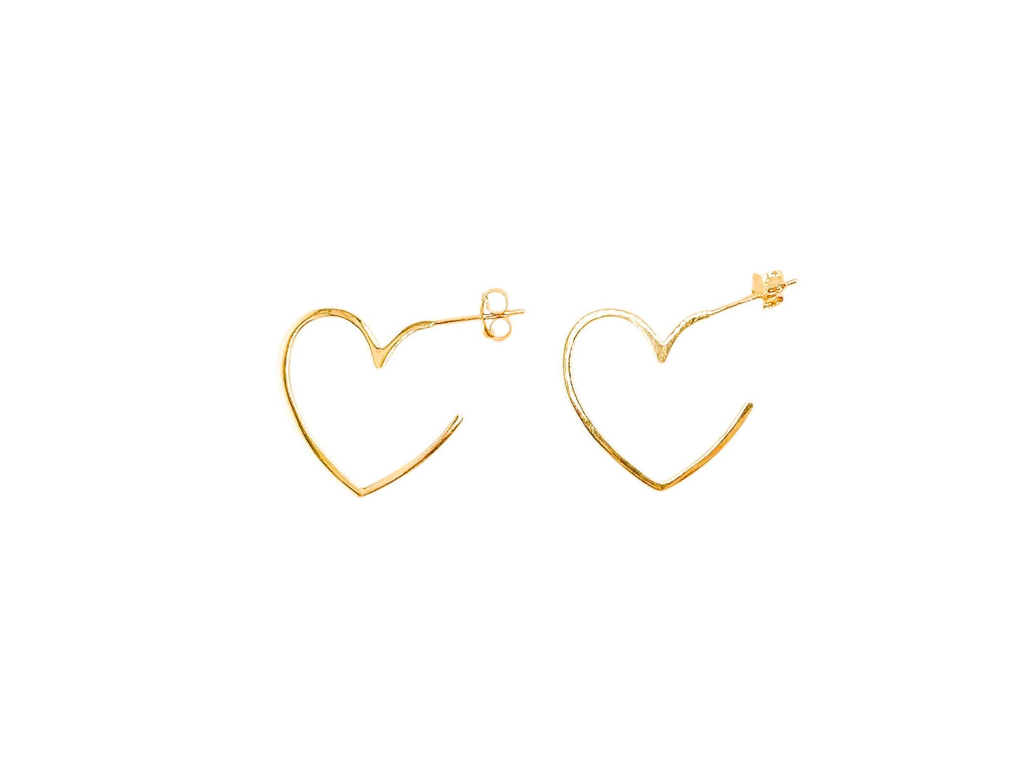 14k Gold Heart Hoops