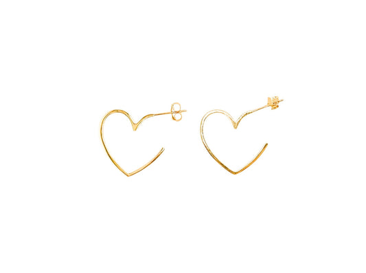 14k Gold Heart Hoops